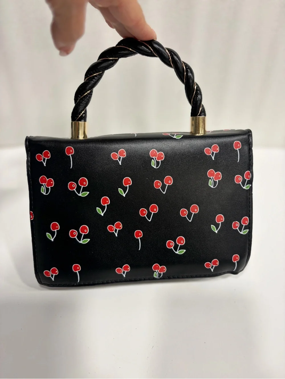 2 fashion, Bags Girls Cherry Print Top-Handle Bag - Black or White NWOT